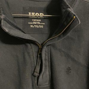 Men's IZOD Luxury Sport Bluish Grey, Ribbed, 1/4 zip, Pullover, Size XL